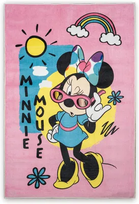 Produktbild von Disney Home Kinderteppich - Kinderspielteppich für Kinderzimmer, Spielzimmer - Rutschfeste Disney Minnie Mouse Blink Teppich 80 x 120 cm