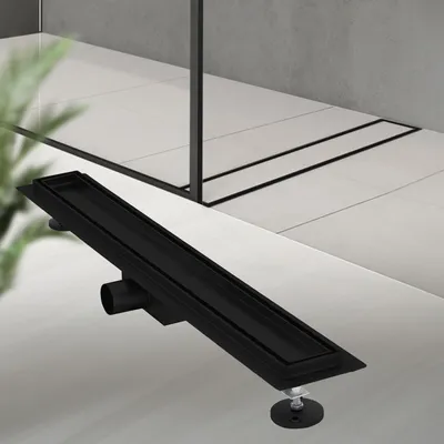 Produktbild von LuxeBath Duschrinne 2in1 Edelstahl, 70 cm, Schwarz, befliesbar, extra flach