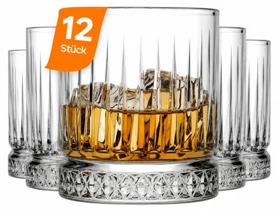 Produktbild von Pasabahce Elysia Whiskyglas 355 ml (11 3/4 oz) – Kristall-Design – 12er Set, KI-generiertes Bild
