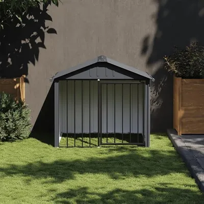 Produktbild von Hundehütte mit Dach Schwarz 117x103x102 cm Verzinkter Stahl, Hundezwinger Outdoor-Hundekäfig Sicherer Hundeauslauf für Garten Terrasse Draußen172346