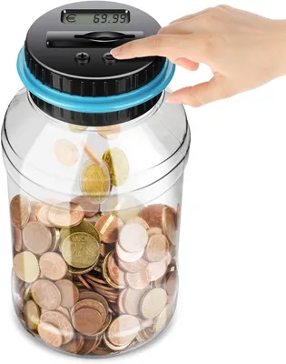 Sparglas mit Münzzähler, LCD-Display, 1,8 l, silber