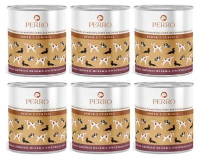 Zdjęcie produktu dla PERRO Indyk z cukinią dla psów dorosłych 6x800g