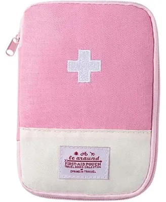 Produktbild von Erste-Hilfe-Tasche leer Mini-tragbar Rosa Klein für Outdoor Camping Wandern Reisen Notfall