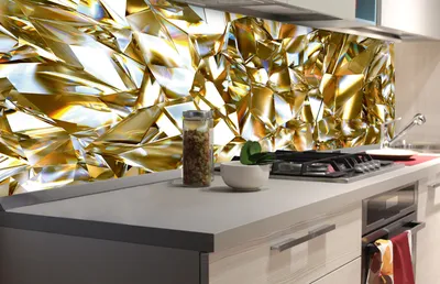 Produktbild von Küchenrückwand Folie selbstklebend GOLDENER KRISTALL 180 x 60 cm - Klebefolie - Dekofolie - Spritzschutz für Küche -