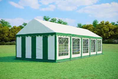 Produktbild von Partyzelt 4x10m - PVC Standard Feuerfest - Grün und Weiß