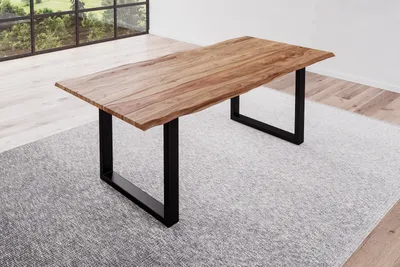 Produktbild von Baumkante Esstisch Sheesham-Holz naturbelassen 200x100 schwarz Mailand