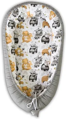 Zdjęcie produktu dla Unyqoos® Gniazdko dla noworodków – dwustronne, miękkie gniazdko, 55 x 90 cm, 100% bawełna, idealne do użytku w domu i w podróży (kolor: Asher)