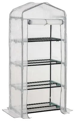 Produktbild von Mini-Gewächshaus mit 4 Regalen, Wetterfest, 70x50x160 cm