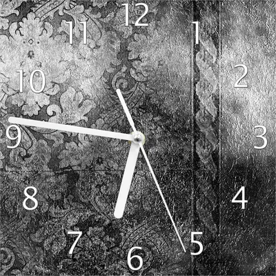 Produktbild von Wallario Design Wanduhr Schnörkelmuster in grau aus Echtglas, Größe 20 x 20 cm