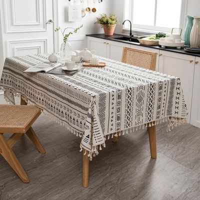 Tischdecke,Boho Wasserdichte，140*200cm，Abwaschbar Rechteck Baumwolle Tischabdeckung Gartentischdecke