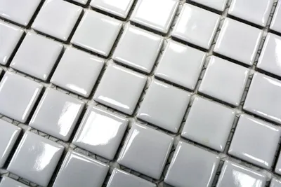 Produktbild von Handmuster Mosaikfliese Keramik WEISS GLÄNZEND Wand Fliesenspiegel Küche Dusche MOS18-0102_m