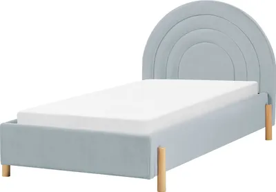 Obrázek produktu pro BELIANI Postel světle modrá samet 90 x 200 cm lamelový rošt minimalistický retro design půlkruhové čelo dětský pokoj