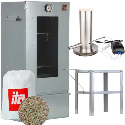 Produktbild von ITA Räucherofen 7000 - Premium Räucherschrank mit 3 Etagen - Legierter Stahl, Sichtfenster & Thermometer - Qualität  EU Direkt vom Hersteller