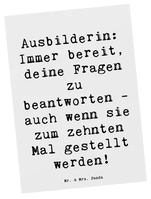 Produktbild von Mr. & Mrs. Panda Postkarte Spruch Ausbilderin Geduld - Weiß - Geschenk, kreative Geschenke, bildkarte, Grußkarte, Motivation, Beruf, Ausbildungsbetreuung, Postkarten