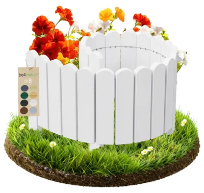 Obrázek produktu pro Alpsky bílý dřevěný plot 100 x 20 cm – Flexibilní zahradní oplocení, dekorativní obruba trávníku, přírodní borovicové dřevo