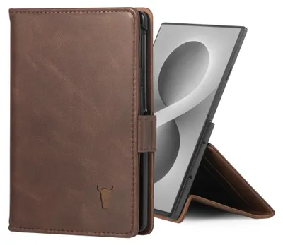 Immagine prodotto di Custodia portafoglio per smartphone con supporto integrato e scomparti per carte (marrone scuro)