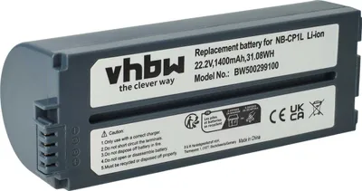 Produktbild von vhbw Akku kompatibel mit Canon Selphy CP-1200, CP-1000, CP-100, CP-1300, CP-1500, CP-300, CP-200, CP-220 Fotodrucker (1400 mAh, 22,2 V, Li-Ion)