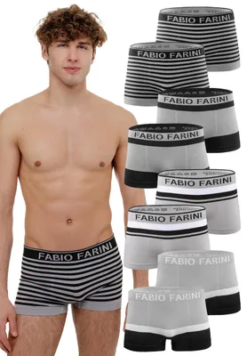 Produktbild von Fabio Farini - 8 Stück Herren Unterhosen - Männer Retroshorts aus weicher Microfaser im sportlichen Look mit Logoschriftzug