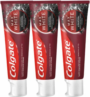 Immagine prodotto di Dentifricio sbiancante con carbone attivo Max White Charcoal Trio 3 x 75 ml