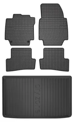 Produktbild von Gummimatten + Kofferraumwanne für Renault Captur 2013-2019 (SUV/Crossover, oberer Ladeboden) – Schwarz, passgenau – Wielganizator SolidPRO