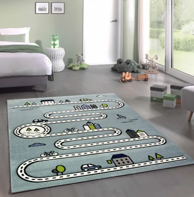 Obrázok produktu pre Koberec detská izba detský koberec street koberec modrý veľkosť - 120 cm kolo