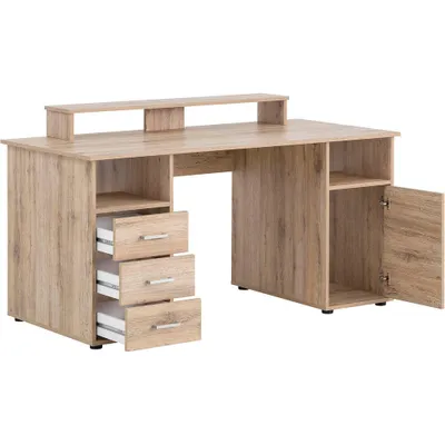 Produktbild von MÖBELPARTNER Niels light Schreibtisch wildeiche rechteckig, Wangen-Gestell eiche 150,0 x 70,0 cm
