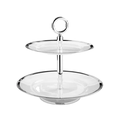 Produktbild von PLATINUM 2er Etagere - silber, weiß - Porzellan - H. 26cm x D. 27cm