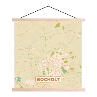Produktbild von MuchoWow® Textilposter Karte - Bocholt - Stadtplan - Vintage - Karte 60x60 cm mit holzfarbenen Rahmen - Wanddekoration