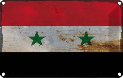 Produktbild von vianmo Blechschild 12x18 cm Syrien Syria Fahne Wappen Rost Flagge Abenteuer Reisen Straße Stadt Urlaub