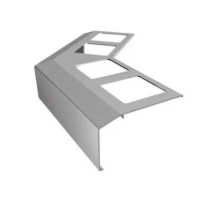 Zdjęcie produktu dla Renoplast Profil okapowy aluminiowy K301, Do posadzki klejonej na tarasy i balkony, Kąt zewnętrzny 135°, Szary