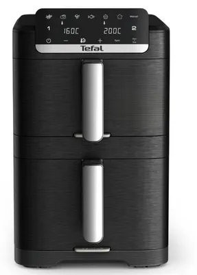 Zdjęcie produktu dla Tefal Easy Fry EY7568, Frytkownica na gorące powietrze, 10 l, 40 °C, 200 °C, Podwójny, Czarny
