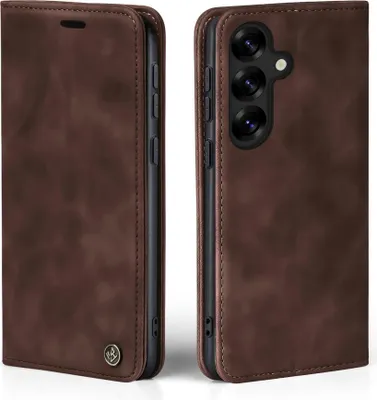 Produktbild von Handy Hülle für Samsung Galaxy S25+ Klapphülle Bookcase Flip Cover Handy Tasche Etui Farbe: Dunkelbraun