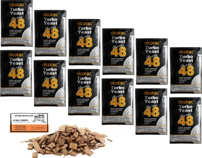 Produktbild von 12 x Alcotec Turbohefe - Classic 48, Alkohol Brennhefe, Gärhefe, Wodkahefe, Turbo Hefe, Wodka Hefe