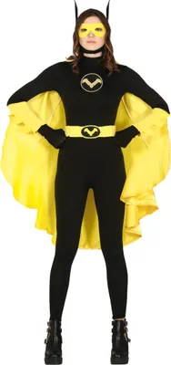 Produktbild von Fledermaus Abenteuerheld Outfit Mit Cape Maske Gürtel, Größe: 14 - 16 Jahre Farbe: Schwarz