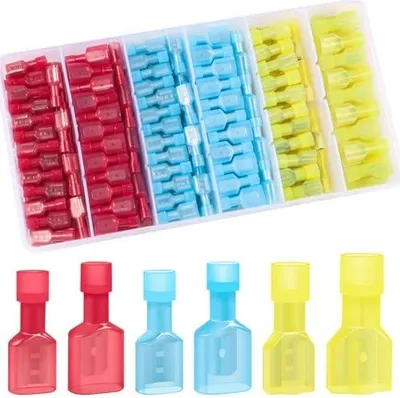 Produktbild von 200 Stück 0.5-6.0mm² Kabelschuhe Set, Bolatus Nylon Steckverbinder Flachstecker KFZ Isoliert, Kabelschuhe Flachstecker Sortiment, Flachsteckhülsen Set mit Steckverbinder