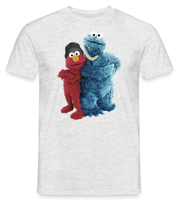 Produktbild von Spreadshirt Sesamstraße Gangster Krümelmonster & Elmo Männer T-Shirt, XXL, Grau meliert