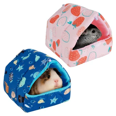 Produktbild von 2 Stück Meerschweinchenbett, waschbare Meerschweinchenhöhle, Kleintierhaus, Käfigzubehör für Hamster, Zwergkaninchen, Chinchillas, Igel, Frettchen