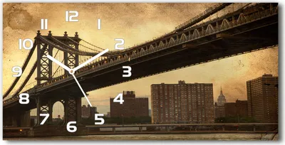 Produktbild von Wanduhr aus Glas – 60x30 cm - Glasbild - Glasuhr - Gehärtetes Glas - weisse-zeiger - Manhattan New York