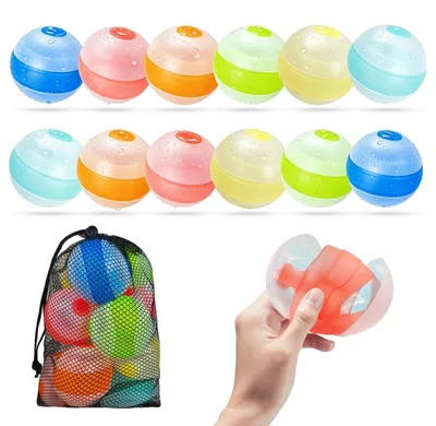 Produktbild von Wasserbomben Wiederverwendbar Silikon Schnellfüllen und Selbstsiegelnde Wasserballons Nicht-Magnetisch für Kinder und Erwachsene zum Spielen am Strand 12pc