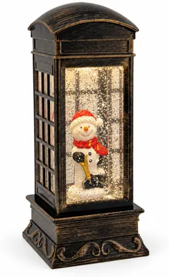 Produktbild von Benza – Weihnachtslaterne mit Schneemann – 27 cm – Beleuchtung und Glitzereffekt – Batteriebetrieben – Schwarz in Bronze-Optik, KI-generiertes Bild