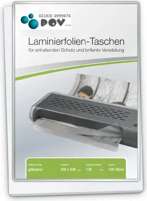 Produktbild von Laminierfolien A3 (305 x 438 mm), 2 x 130 mic, glänzend, zum Kaltlaminieren