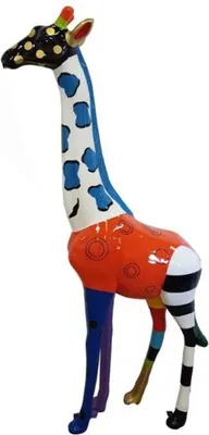 Immagine prodotto di Casa Padrino Designer giraffa decorativa colorata H. 205 cm - Figura decorativa gigante - Scultura decorativa da giardino - Figura da giardino resistente alle intemperie