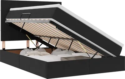 Obrázok produktu pre LED úložná posteľ s matracom Čierna 140 x 200 cm Zamat