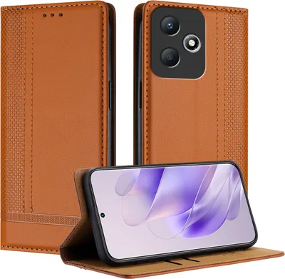 Produktbild von Handyhülle für Infinix Hot 30 Play NFC Leder Flip Klappbare Schutzhülle mit Standfunktion Braun
