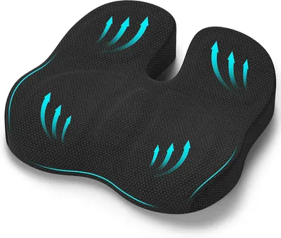 Zdjęcie produktu dla Poduszka ortopedyczna do siedzenia - Ergonomiczna poduszka na krzesło - Komfortowe siedzenie - Wypełnienie z pianki termoelastycznej - 45 x 40 x 9 cm - Czarna