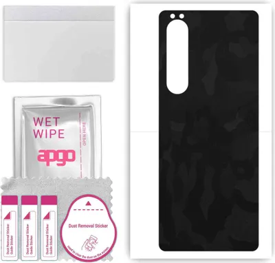 Produktbild von apgo Rückseite Schutzfolie, Skin, kompatibel mit Sony Xperia 1 III SOG03, Hinten Displayschutzfolie aus Vinylfolie, kratzfest, einfache Montage - Schwarzes Tarnmuster