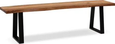 Obrázok produktu pre WOHNLING Jedálenská lavica 140x40x45,5 cm Masívne drevo akácie / kov s okrajom stromu Jedálenská lavica Drevená lavica Masívna bez operadla Kuchynská lavica Jedálenská lavica Moderná