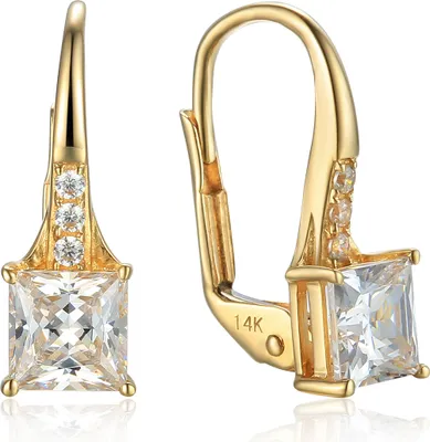 Produktbild von 585er Gelbgold Ohrhänger mit Zirkonia Squareschliff Klappbrisur