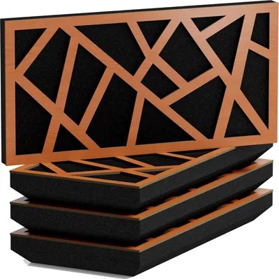 Zdjęcie produktu dla Zestaw 4 sztuk – wąski panel akustyczny pochłaniający dźwięk SKYROSS-H | 25 x 50 cm | Odbicie | Grubość – kolor: [53 mm | wiśnia]