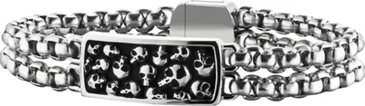 Produktbild von Police Herren Armband zweireihig PJ25698BSS.01-L Totenköpfe Battlefield